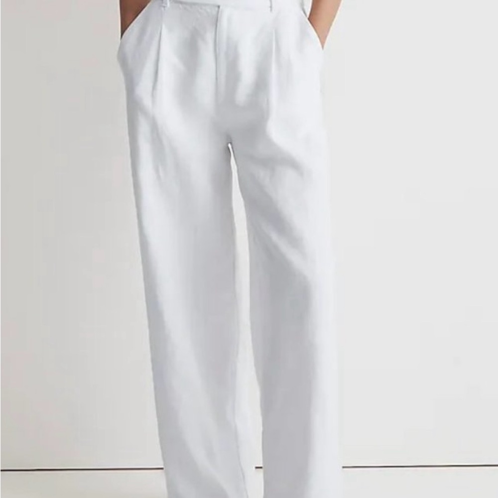 High-Waist White Wide-Leg Trousers
